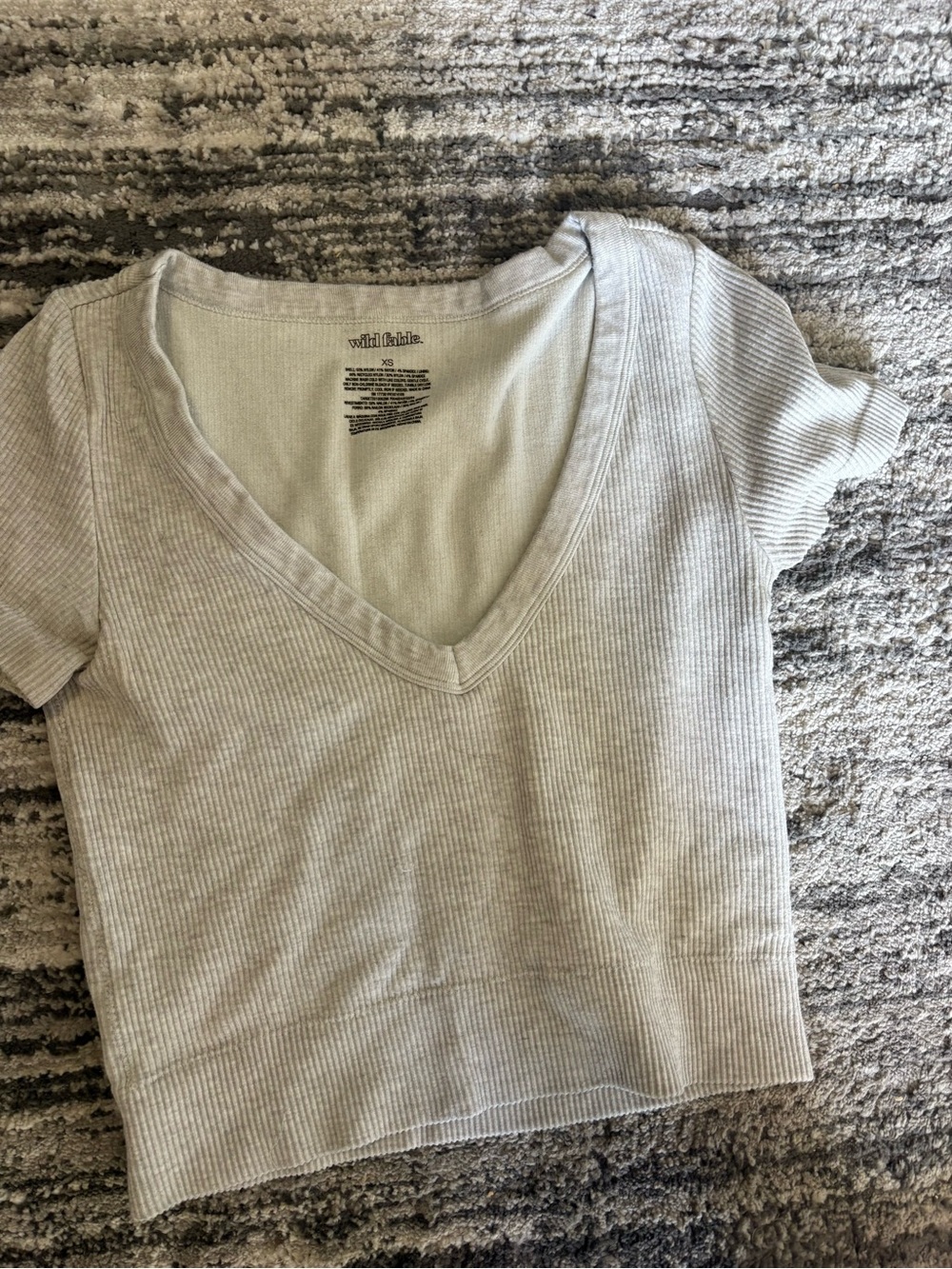 wild fable Light Gray Ribbed V-Neck Crop Top
